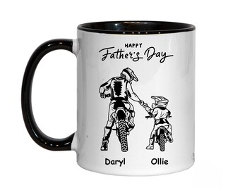 Personalised Father Son Motocross Themed Mug/Motocross gifts/ Fathers Day