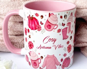Pink Cosy Autumn Vibes Mug/ Fall