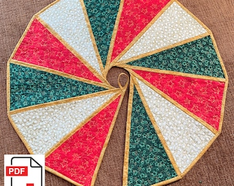 PDF Pattern Modern Two-sided Spiral Christmas Tree Skirt - SEW-104 DIY 35-40" Two variations