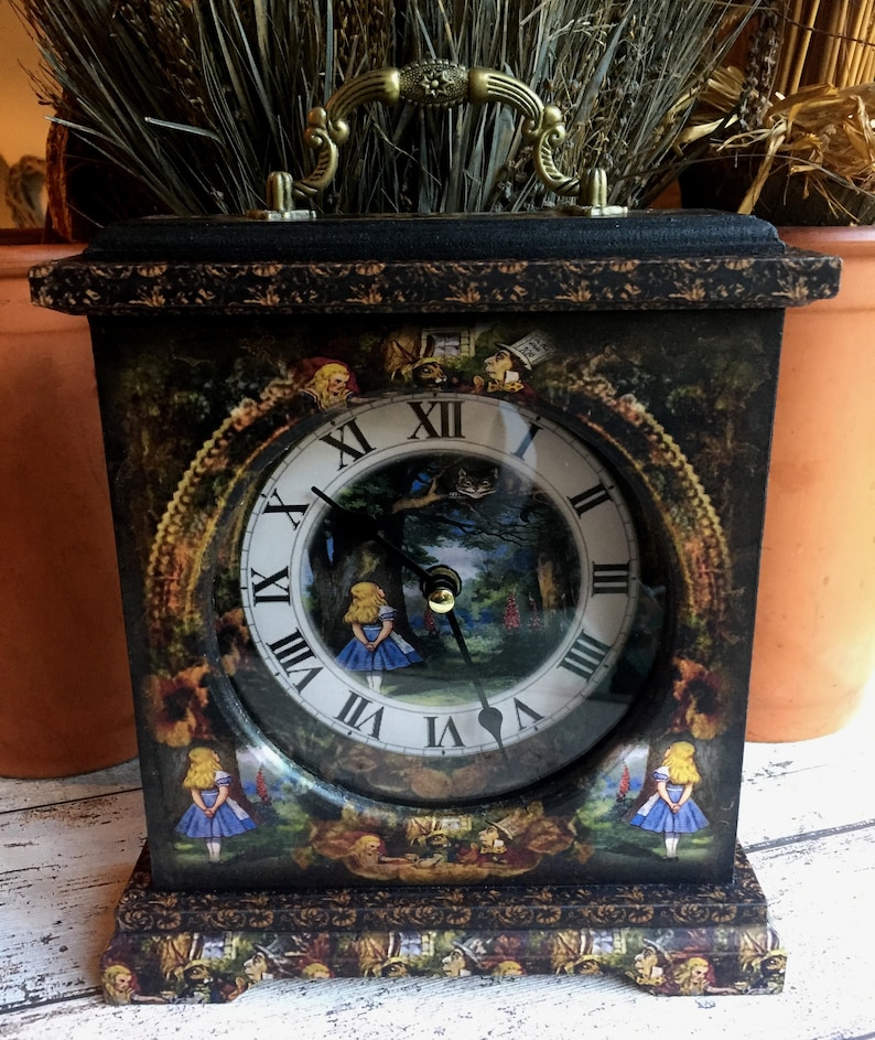 Alice in Wonderland Clock. Cheshire Cat Clock. Mad Hatters Tea Party. Alice in Wonderland Decor. Unique Clock. Alice Clock. Cheshire Cat. image 4