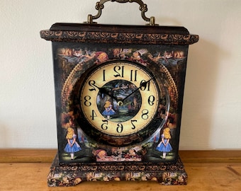 Alice in Wonderland Clock. Cheshire Cat Clock. Backwards Clock Face. Alice in Wonderland Decor. Unique Clock. Alice Clock. Cheshire Cat.