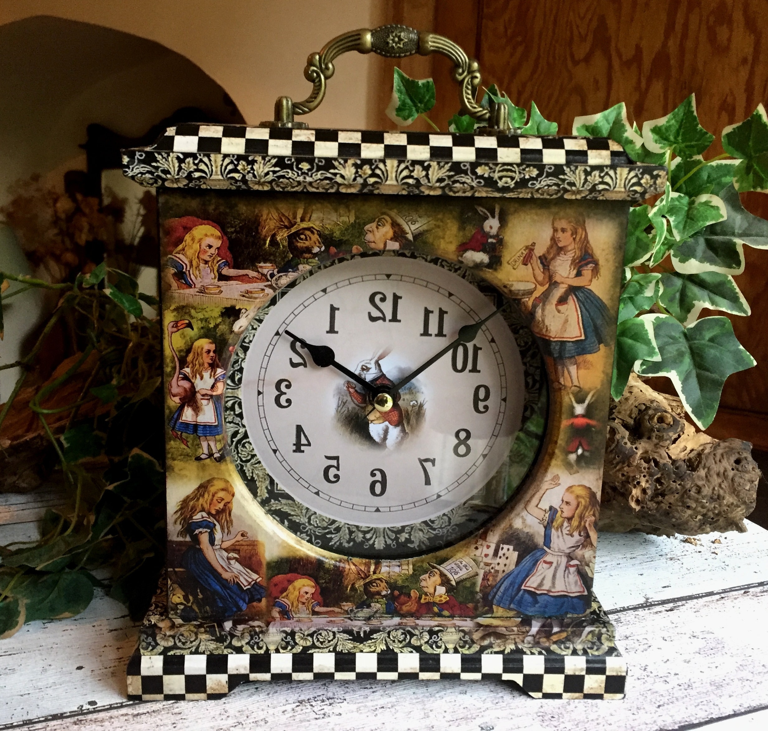Alice in Wonderland Backwards Clock . Alice in Wonderland Etsy UK