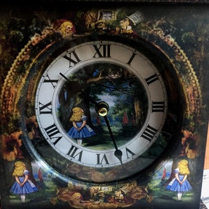 Alice in Wonderland Clock. Cheshire Cat Clock. Mad Hatters Tea Party. Alice in Wonderland Decor. Unique Clock. Alice Clock. Cheshire Cat. image 5