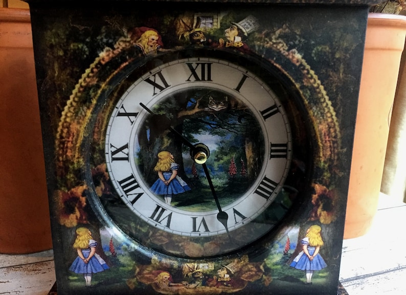 Alice in Wonderland Clock. Cheshire Cat Clock. Mad Hatters Tea Party. Alice in Wonderland Decor. Unique Clock. Alice Clock. Cheshire Cat. image 5