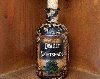 Apothecary Bottle. Steampunk Bottle. Deadly Nightshade. Deadly Nightshade Bottle. Practical Magic. Steampunk Decor. Steampunk Gift. Bottle