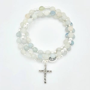 Aquamarine Stretch Rosary Bracelet