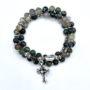 Indian Agate Stretch Rosary Bracelet