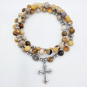 Bamboo Jasper Stretch Rosary Bracelet