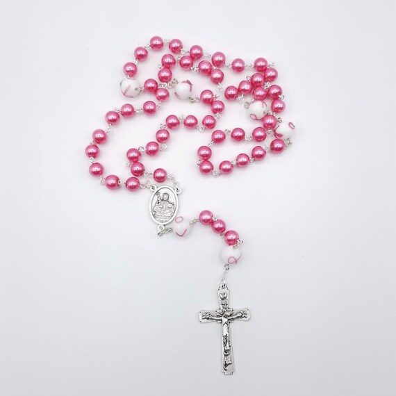 Pink Ribbon / Saint Agatha Rosary breast Cancer | Etsy
