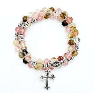 Cherry Quartz Stretch Rosary Bracelet