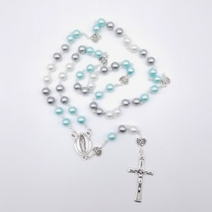 Turquoise / White / Gray Our Lady of Guadalupe Rosary