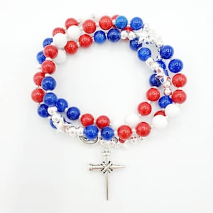 Stars and Stripes Jade Stretch Rosary Bracelet