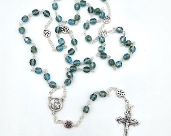 Small Blue-Green AB Crystal Rosary