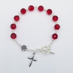 Ruby Red Crystal Rosary Bracelet