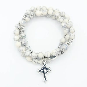 Howlite Stretch Rosary Bracelet