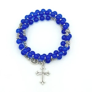 Royal Blue Jade Stretch Rosary Bracelet