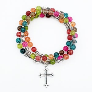 Watermelon Tourmaline Quartz Stretch Rosary Bracelet