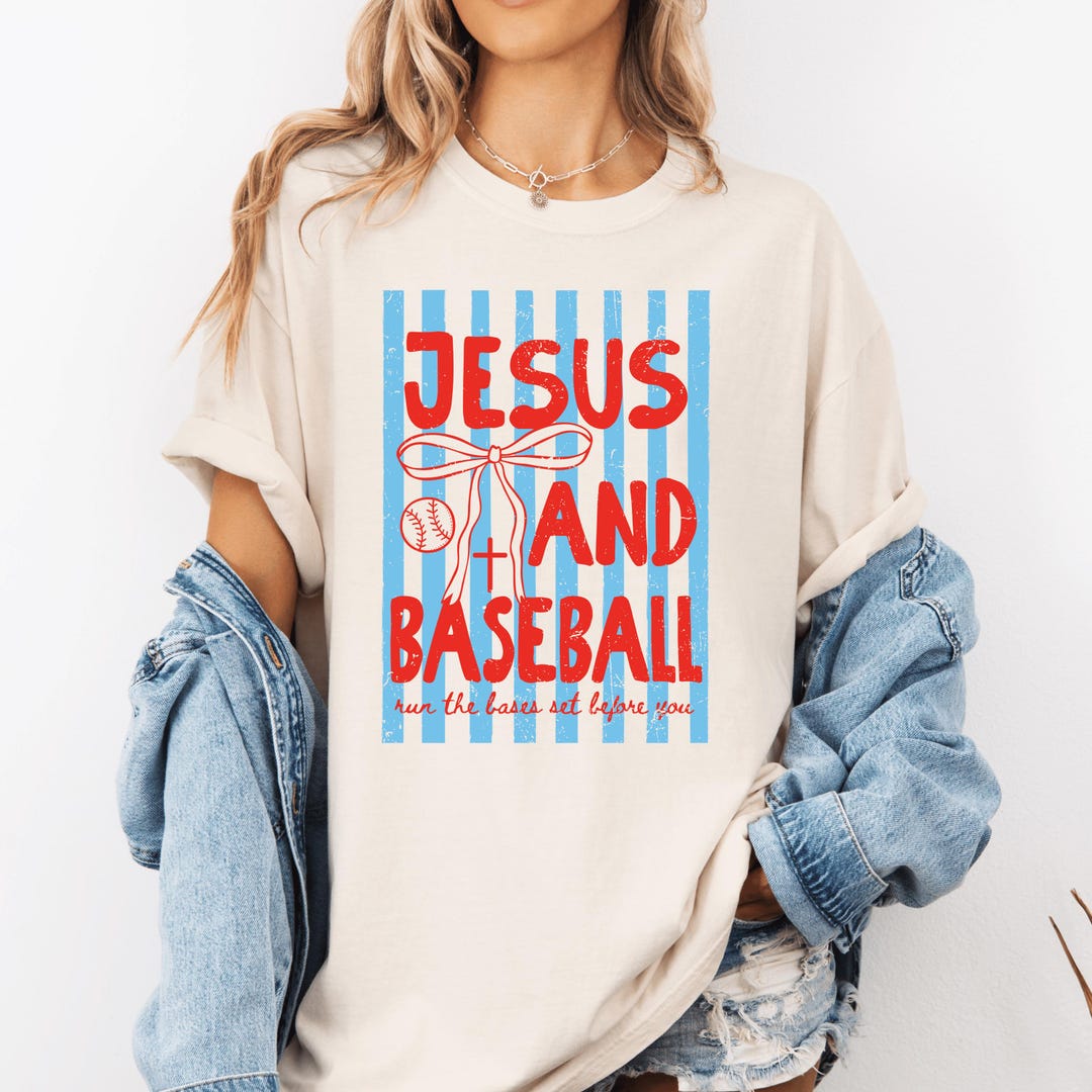 Jesus and Baseball- Christian T-shirt - Gifts - Casual Trendy Baseball ...