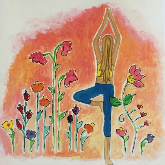 Yogayoga Art Yoga Studio Decor Yoga Girlyoga Pose Etsy