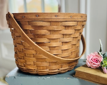 Vintage Longaberger Apple Basket: 1980s Handwoven Maple Wood