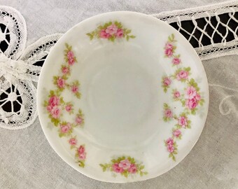 Two Porcelain Butter Pats, LDB Carlsbad Austria, Delicate Pink Floral, Jewelry Holder, Wedding, Shower Gift ... Gifts Under 20