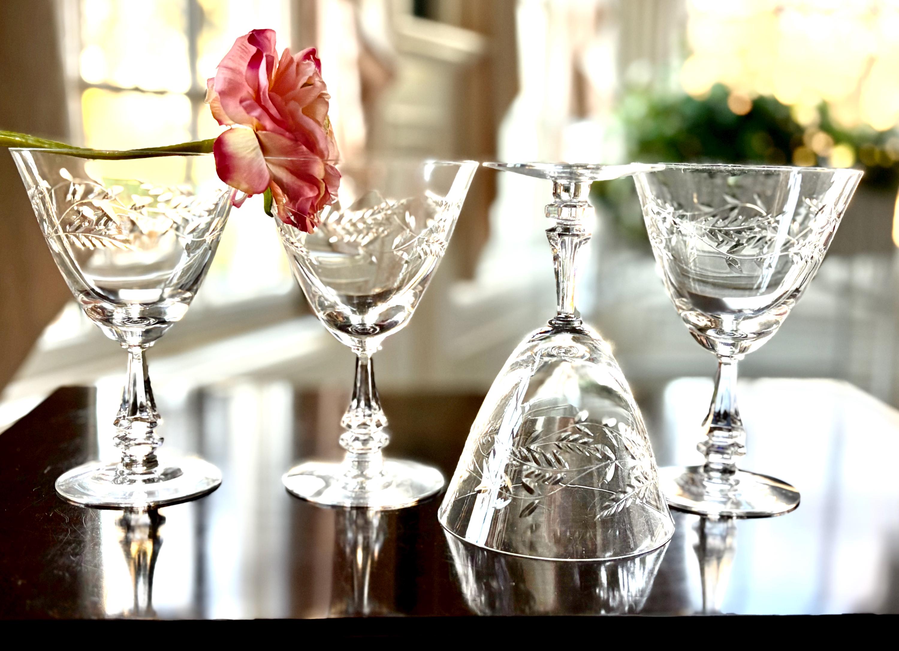 Leaf Etched Crystal Goblet - Etsy