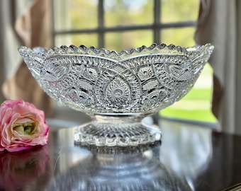 Antique Imperial Glass Bowl: EAPG Long Hobstar Centerpiece