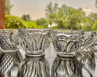 6 Mismatched EAPG Punch Cups, All Early 1900’s, American Brilliant, Made by Early Quality Glass Companies, Charming Eclectic Mix … No MCM!
