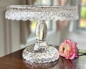 Antique EAPG Dalzell Brothers and Gilmore No. 21D Pedestal Cake Stand, Daisy and Button Petticoat, C. 1887