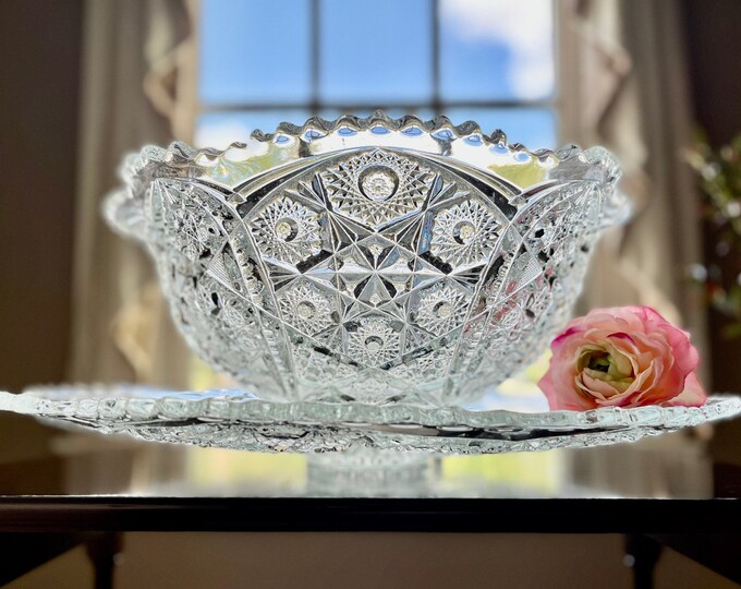 Early 1900s Mckee Punch Bowl Underplate, fentec Pattern, Glorious