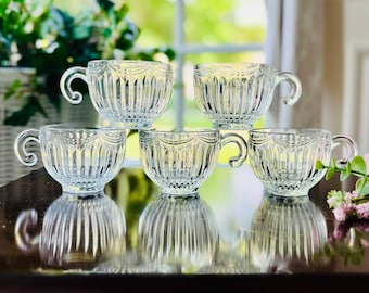 Vintage Royal Swag Punch Cups: Mid-Century Lancaster Colony Glass Set