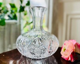 American Brilliant Period Cut Glass Decanter Carafe, Heavily Cut Sparkly Crystal, Late 1800’s …… Stunning!