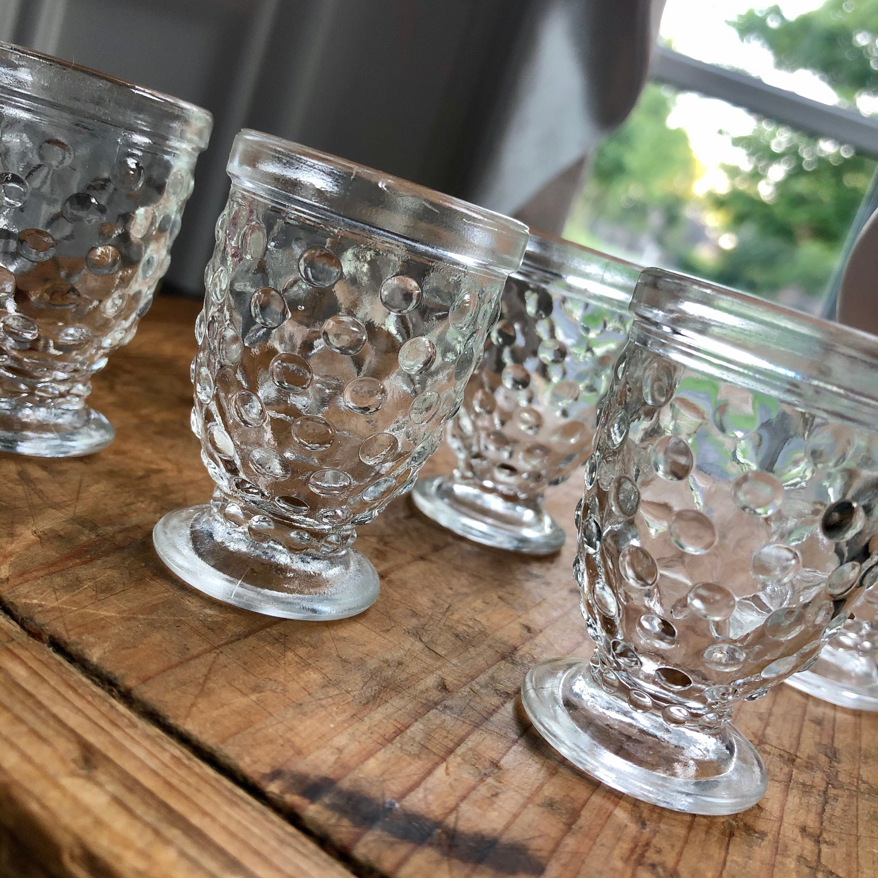 6 Vintage Hobnail Egg Cups Shot Glasses Footed Cordials Etsy