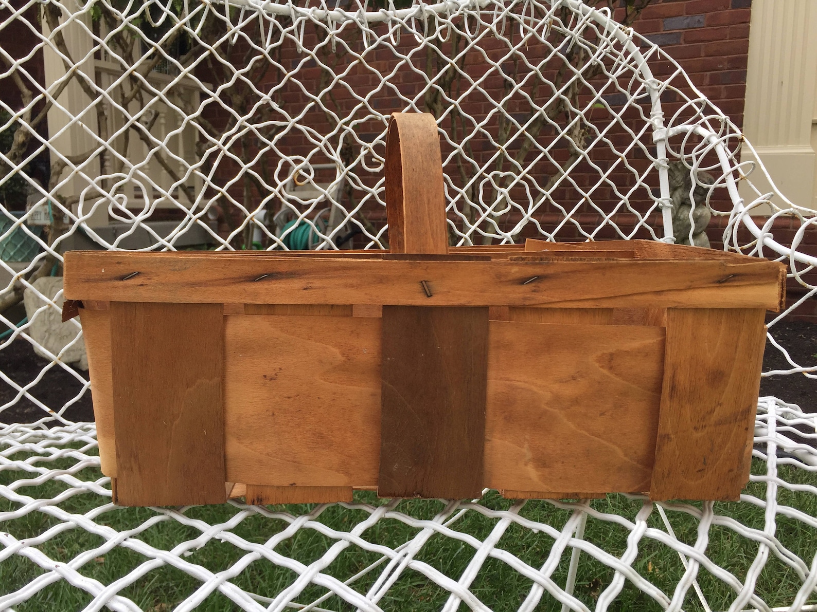 Vintage SPLIT WOOD BASKET w/ Handle rustic farm stand Etsy