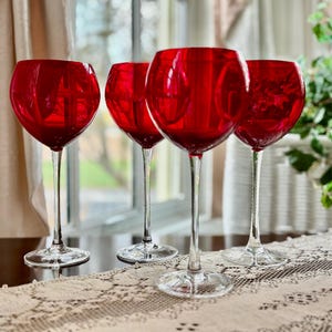 Lenox Tuscany Holiday Ruby Red Wine Glasses - Set of 4 Vintage Barware -  Etsy