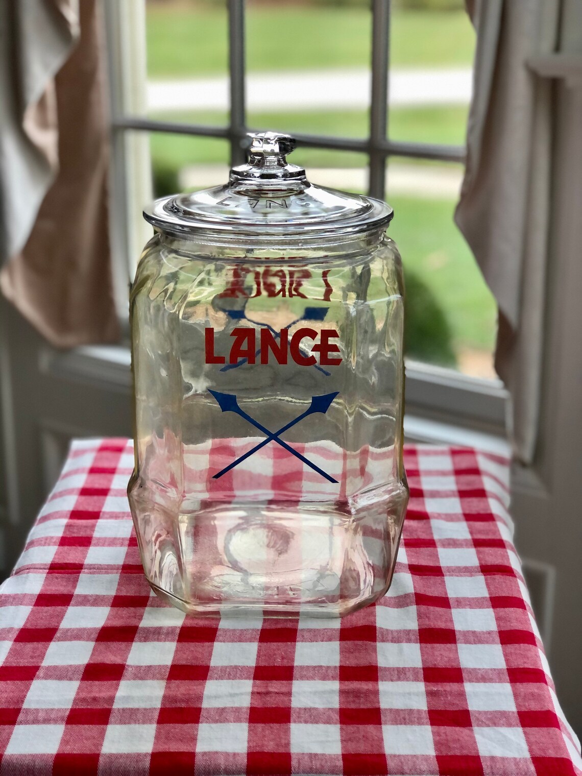 Authentic Lance Glass Jar with Lance Embossed Glass Lid Etsy