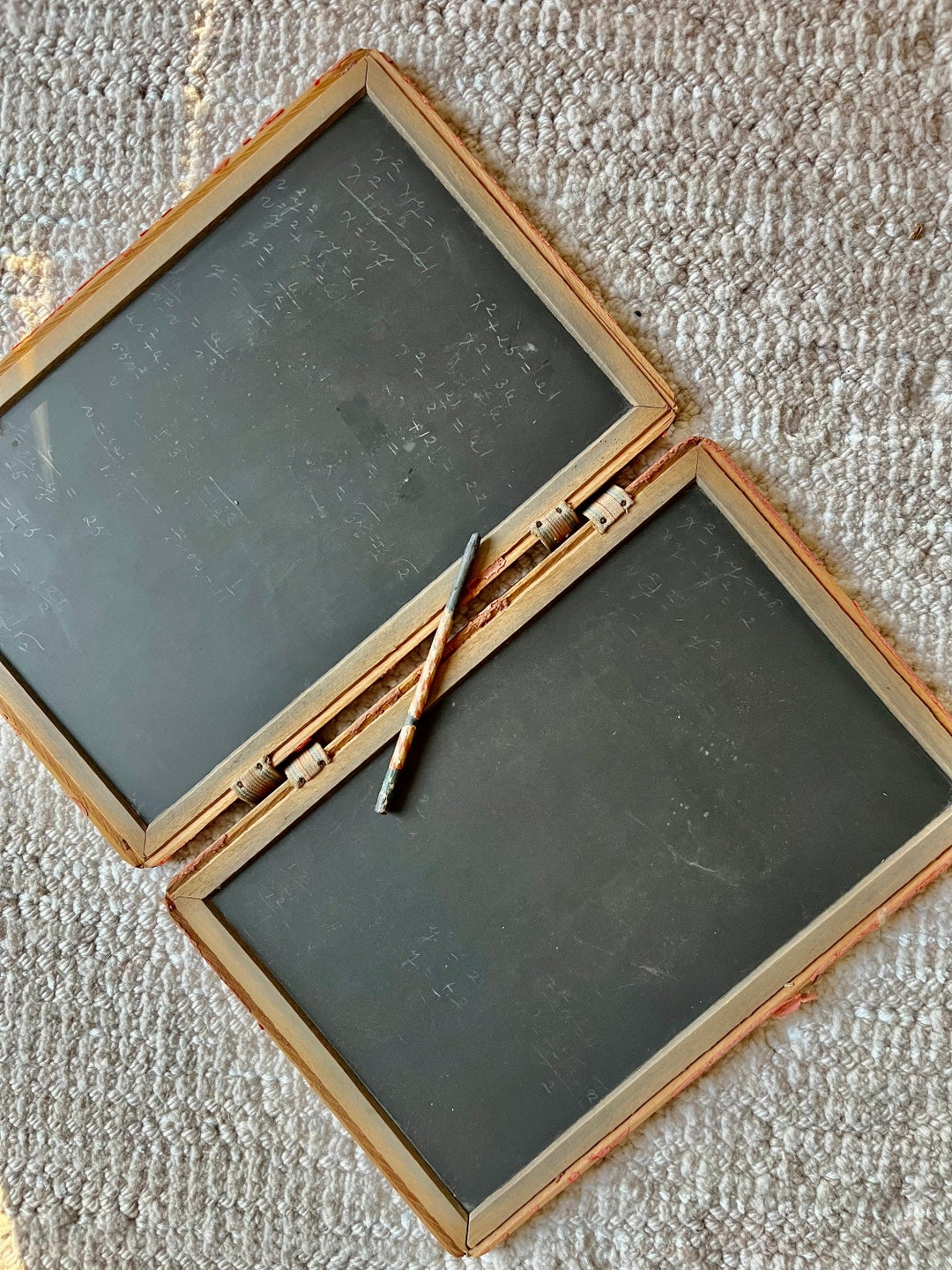Antique Blackboard With Slate Pencil, Folding Primitive School House