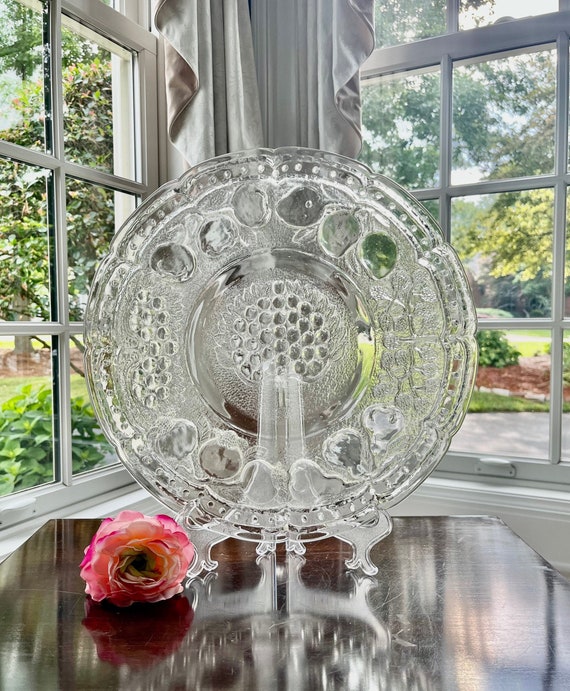 Vintage Tuscany Essentials Glass 14 Serving Platter Country Harvest Embossed Fruit Decorated Round Tray Fruit Tray Countertop Decor Etsy