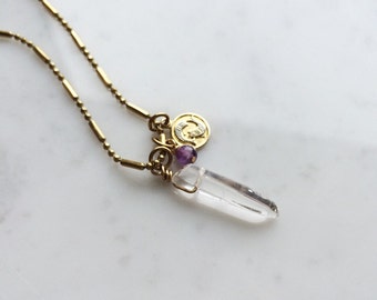 PISCES Clear Quartz Zodiac Gold Necklace