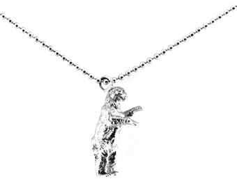 Silver standing polar bear necklace