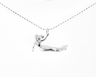 Tiny silver mermaid necklace