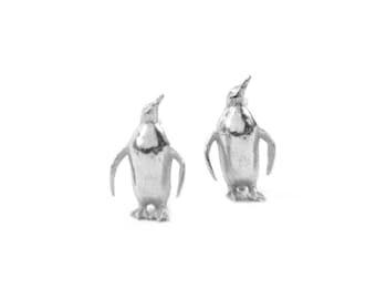 Large silver penguin studs