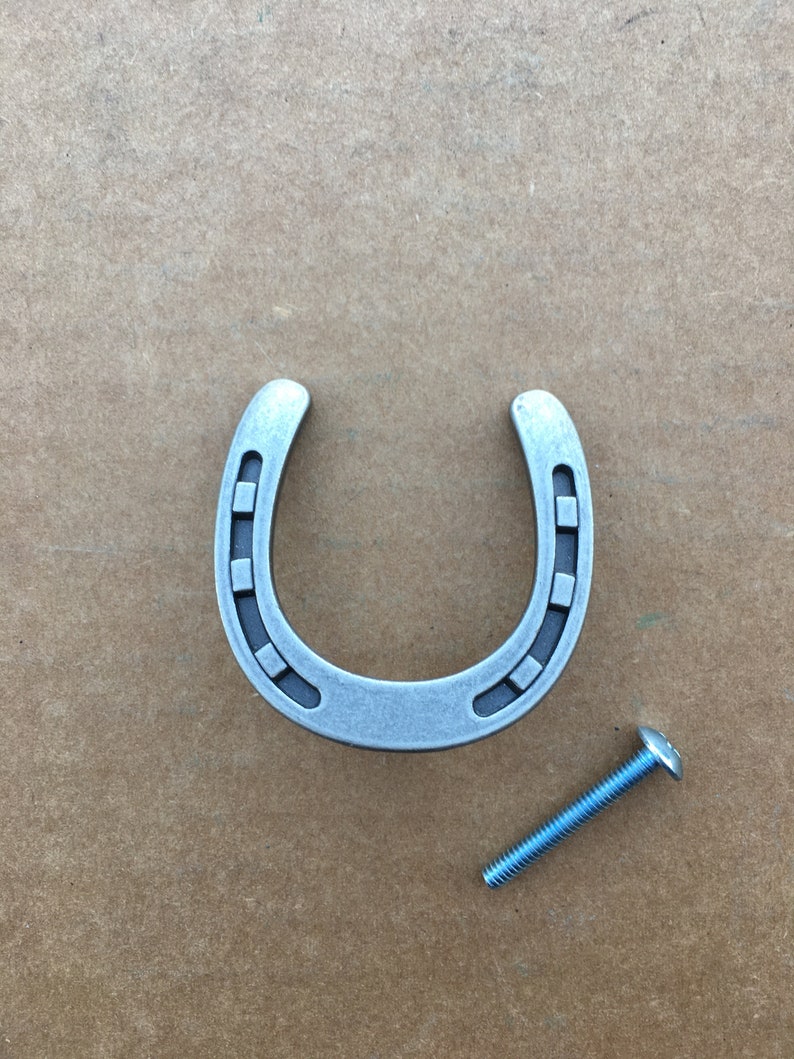 1 Silver Horseshoe Knob Drawer Pull Rustic Country Western Etsy