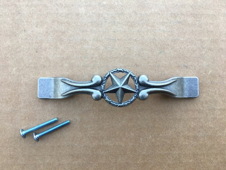 Western Star with Barbed Wire Drawer Pulls Texas Country Cowboy Cabinet Hardware