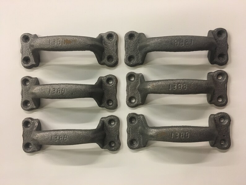 6 Six Silver Drawer Pull Pulls Handle Cabinet Hardware Door Barn Gate Shed 2 x 5.5