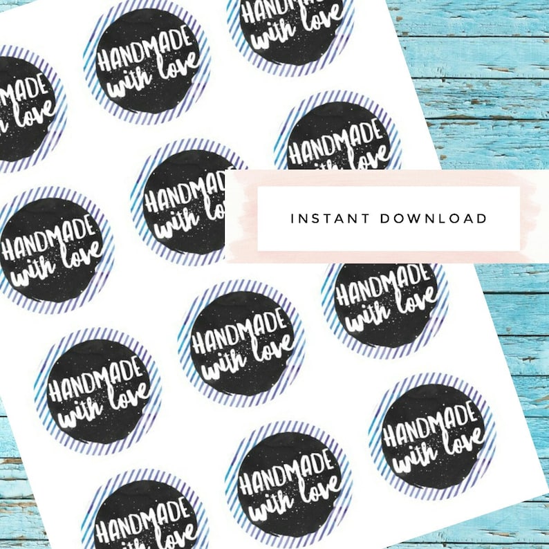 handmade with love printable stickers handmade stickers etsy