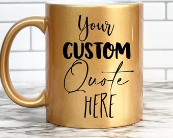 Custom Gold Metallic Coffee Mug, Custom Silver Mattalic Coffee Cup, 11 oz