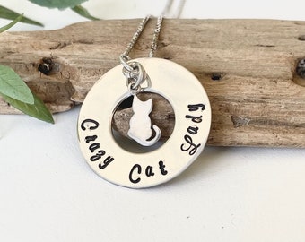 Gift for Cat Lover Woman Gift For Crazy Cat Lover Necklace Silver For Animal Lover Sterling Silver Cat Charm for Cat Gift For Pet Owner