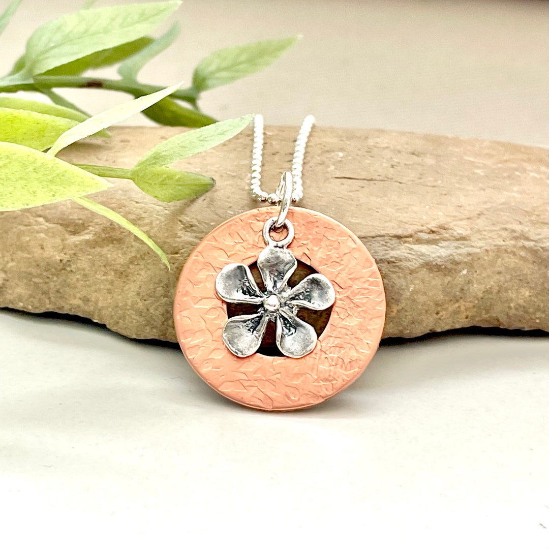 Boho Mixed Metal Flower Necklace for Mothers Day Copper and Etsy