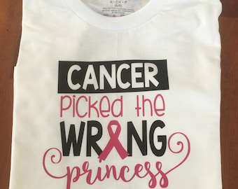 Cancer Awareness - Cancer Picked the Wrong Princess T-shirt - Cancer Survivor Teeshirt  - I Beat Cancer - Cancer Survivor Shirt